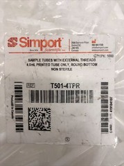 Simport 4.0ml Sample Tubes With External Threads No Cap Round Bottoms Non Steril