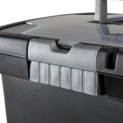 Portable File Box, Letter-Size Plastic File Storage Box with Handle and Divided