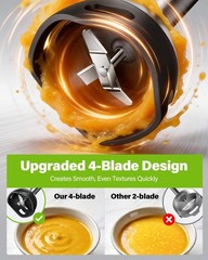 Scratch-Resistant 1000W Immersion Blender – 6 Attachments for All Cooking Needs