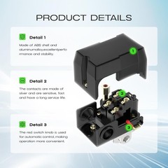 Air Compressor Pressure Switch Control Valve 90-120PSI Pressure Regulator Gauge