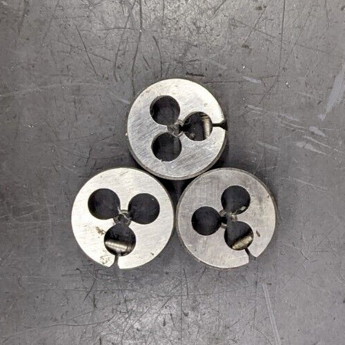 3 Round Dies 3-48 UNC CS 13/16″ OD Screw Adjusting Adjustable Die Carbon Steel