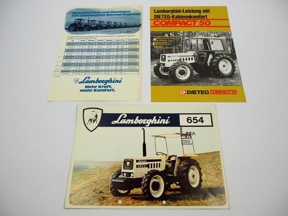 3x Original Brochure Lamborghini 654 Tractor 1970/80s