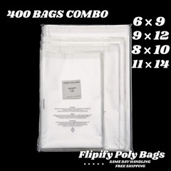 400 Clear Poly Bags Combo Pack with Suffocation Warning – 6×9 8×10 9×12 11×14