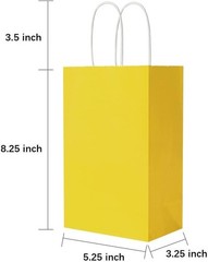 100 Pack 5.25×3.25×8.25 Inch Small Yellow Kraft Paper Bags with Handles Bulk …