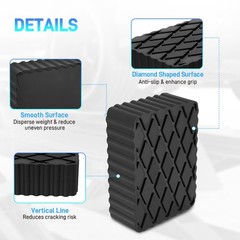 Jurplix Auto Lift Pads 4Pcs Anti-Skid Solid Rubber Spacer Block 6-3/8 X 4-3/4 X