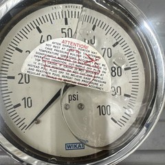 WIKA Analog 0-100 PSI Air Pressure Gauge, 100 psi Max, Side/Bottom Mount
