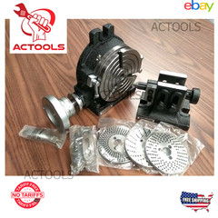 6″ inch Horizontal Vertical 3 slot Rotary table, Dividing plates, tailstock USA
