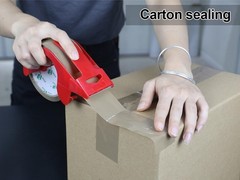 BOMEI PACK Brown Packing Tape with Dispenser, 2.6 Mil 1.88 Inch x 60 Yards, 6 Re