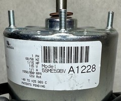 NEW Morrill Motors Arktic S9 Motor 5SME59BVA1228, 1/15 HP, 115V, 1550/800 RPM