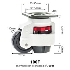 4X Leveling Machine Caster with Rubber Pad Retractable Workbench Caster Wheel