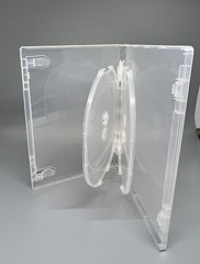 25 TOP QUALITY 14MM SLIM QUAD (4) DISC DVD CASE, SUPER CLEAR, CLIP, DC1404CLR