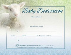 Certificate – Baby Dedication Full Color Coated Stock – 8 1/2 x 11 Pack of 6