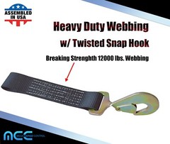 USA 2″ x 10′ Axle Strap Car Trailer Hauler Ratchet Tie Down Strap w/ Snap Hook