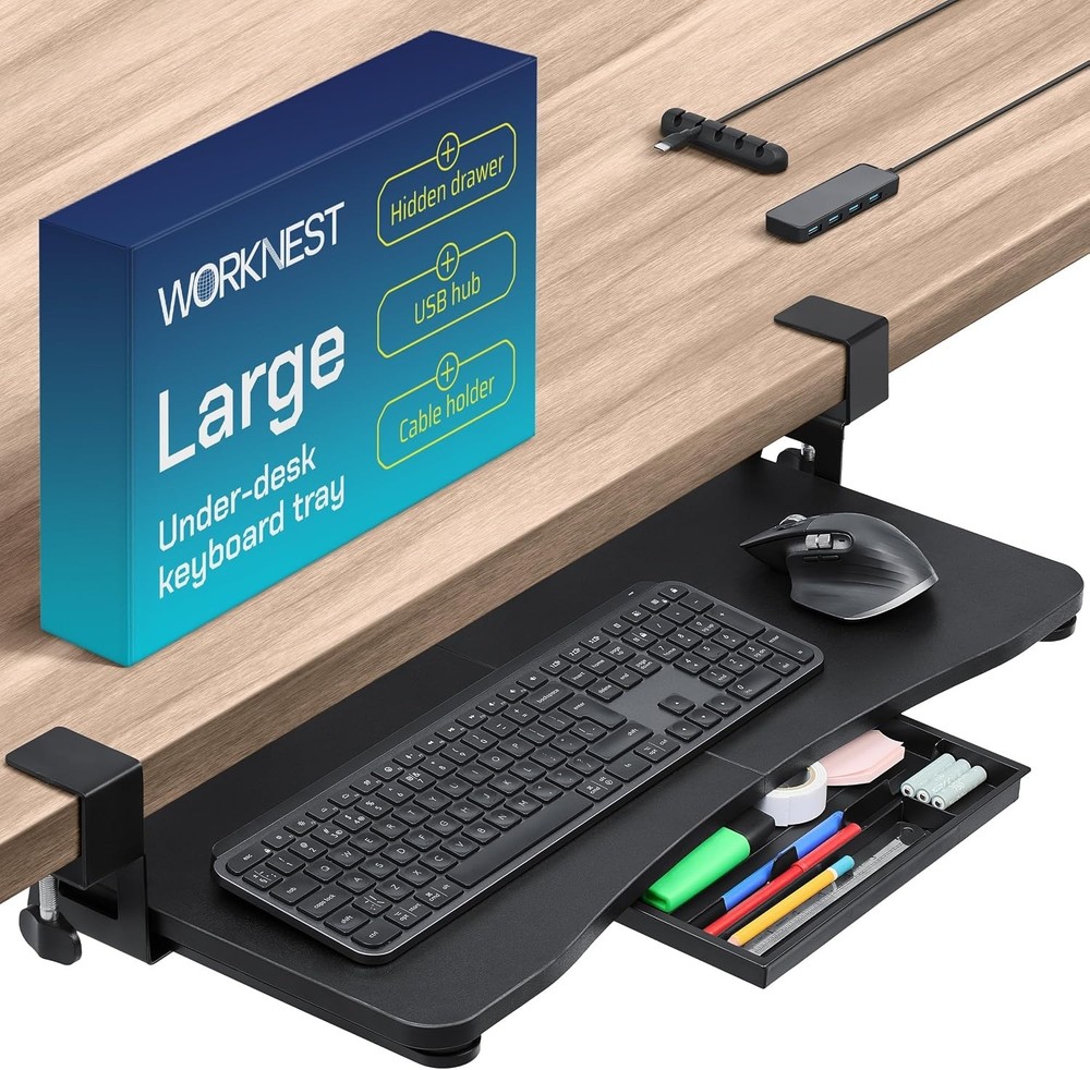 Keyboard Tray | Under Desk Keyboard Tray Slide Out w/Adjustable C-Clamps