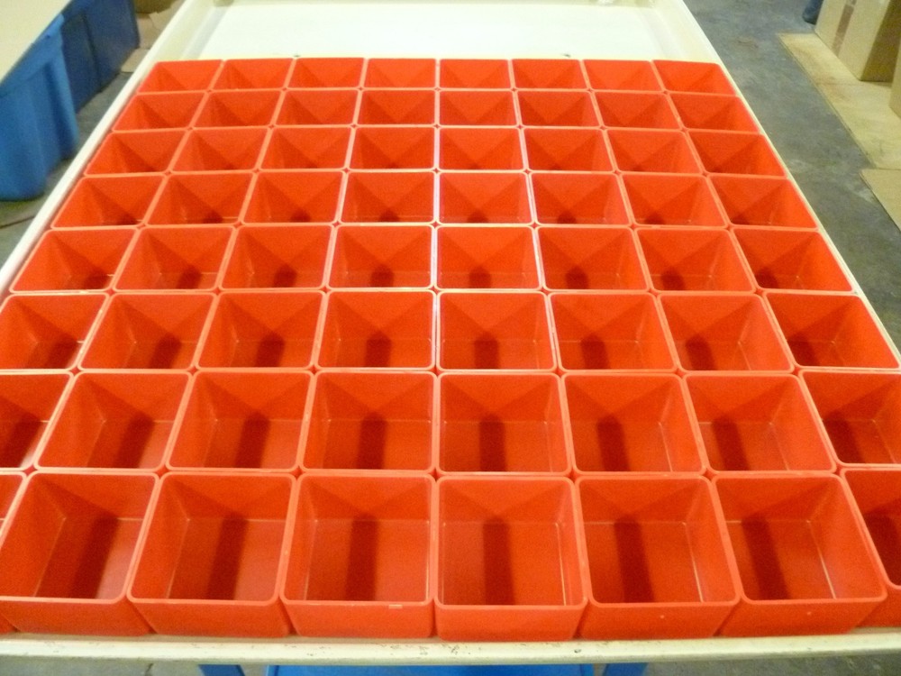 64 3″x3″x2″ Red Plastic Boxes for Vertical Lift Storage System Bins Trays Cups