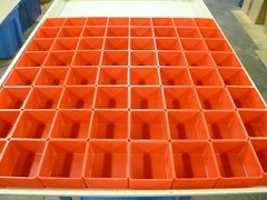 64 3″x3″x2″ Red Plastic Boxes for Vertical Lift Storage System Bins Trays Cups