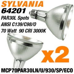 Lot of 2 Sylvania 64201/64273 MCP70PAR30LN/U/930/SP/ECO Metalarc Powerball Bulbs