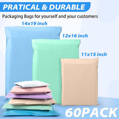 Poly Mailers Variety Size 60 (20 Each: 11X15″, 12.5X16″, 15X19″) | Waterproof T