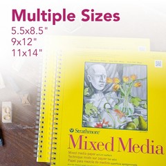 Strathmore 300 Series Mixed Media Paper Pad, Side Wire 9 x 12 inches, White