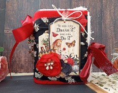 Junk journal handmade Alice in Wonderland Adventure notebook 6×5 in 200 pgs