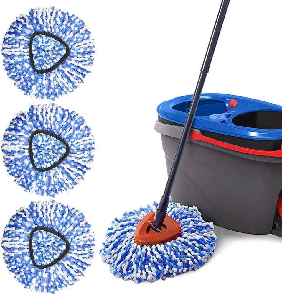 Spin Mop Replacement Heads Compatible with RinseClean 2 3 Pack Mops, Blue