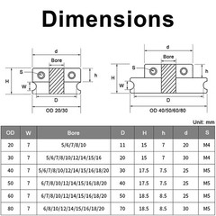 Aluminium V-Groove Pulley OD 20mm-100mm With Fixed Screw for 5mm/6mm Width Belt