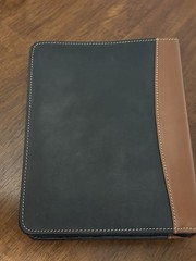 VTG Franklin Quest Full Grain Leather 7 Ring Zipper Black W/ Brown 8.25”x10.5”