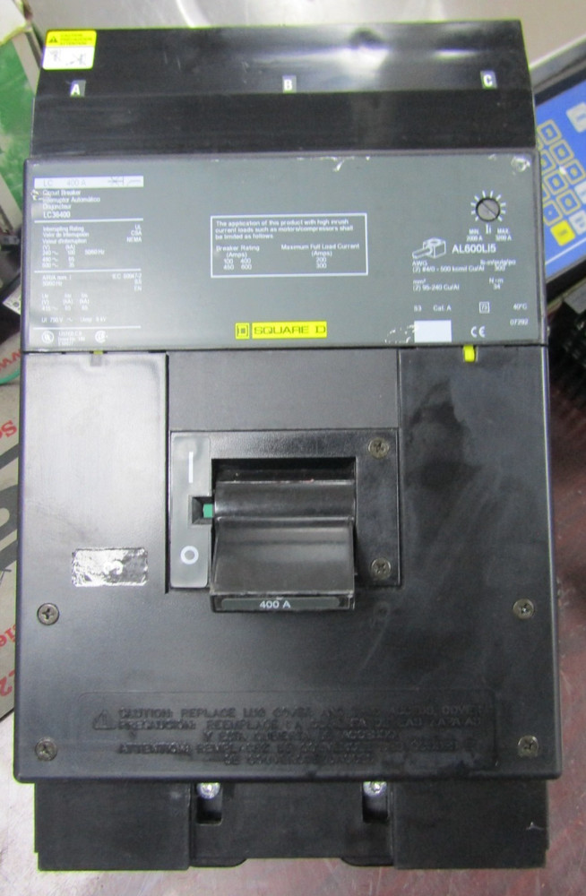 😍 SQUARE D 400 AMP CIRCUIT BREAKER I-LINE 3 POLE 3 PHASE 600VAC/250VDC LC36400