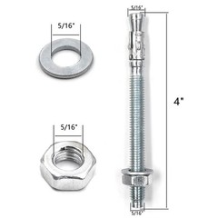 50 PCS 5/16×4 Inch Standard Fasteners HeavyDuty Zinc Wedge Concrete Anchors