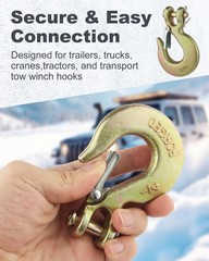 WENHUALI 1/4″ Chain Hooks, 4 Pcs Clevis Slip Hook with Safety 1/4 in-4pc