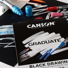 Canson Graduate Black Drawing Pad, Foldover, 11×14 inch, 20 Sheets | Artist Pape