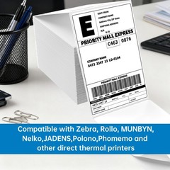 4×6 Thermal Labels 500/Stack, HUOJI Shipping Thermal Labels 4×6 Fanfold Compa…