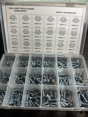 275 PIECE SHEET METAL SCREW ASSORTMENT – #6 TO #14 – PHILLIPS OVAL HEAD