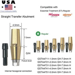 Dental Straight Ti Cemented Abutment Regular Hex Conical W/Screw fit Hiossen ET