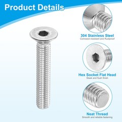 M5 x 30 mm Flat Head Socket Cap Screws, 20 Pcs Hex Socket Countersunk Flat