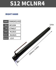 GBJ Lengthened 3/4in Shank Indexable Metal Lathe Turning Tool Holder with…