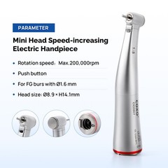 COXO 1:5 Contra Dental Head Handpiece Speed Electric W/Fiber Spray FG bur Inner