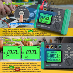 Earth Resistance Tester 0.03-2000 Ohm Meter,Upgraded Digital Earth Ground Resist