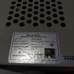 SolaHD 63-23-150-8 Transformer 500VA Hardwired 120/208/240 VAC Voltage Regulator