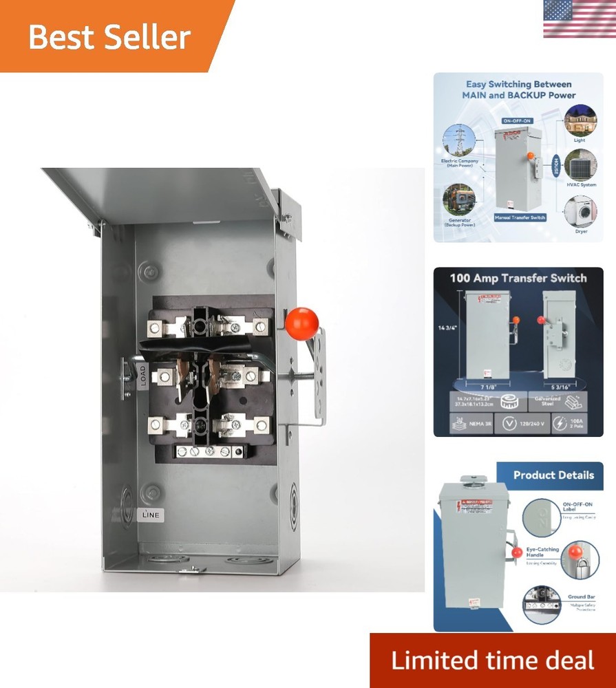 100A Manual Transfer Switch for Generator, 24000W General-Duty Double-Throw