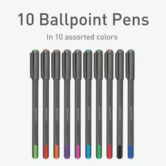 Pentonic Premium Ball Point Pen 1.0 mm Medium Point, 10-Count, Assorted Color…