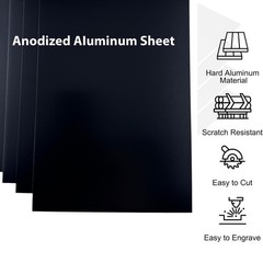 6 PCS Black Anodized Aluminum Sheet 5x7x1/32 Inch 0.8mm Metal Engraving Plate