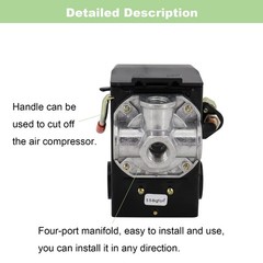 Air Compressor Pressure Switch 95-125 PSI Control Unloader, LF10-4H 95-125 PS…