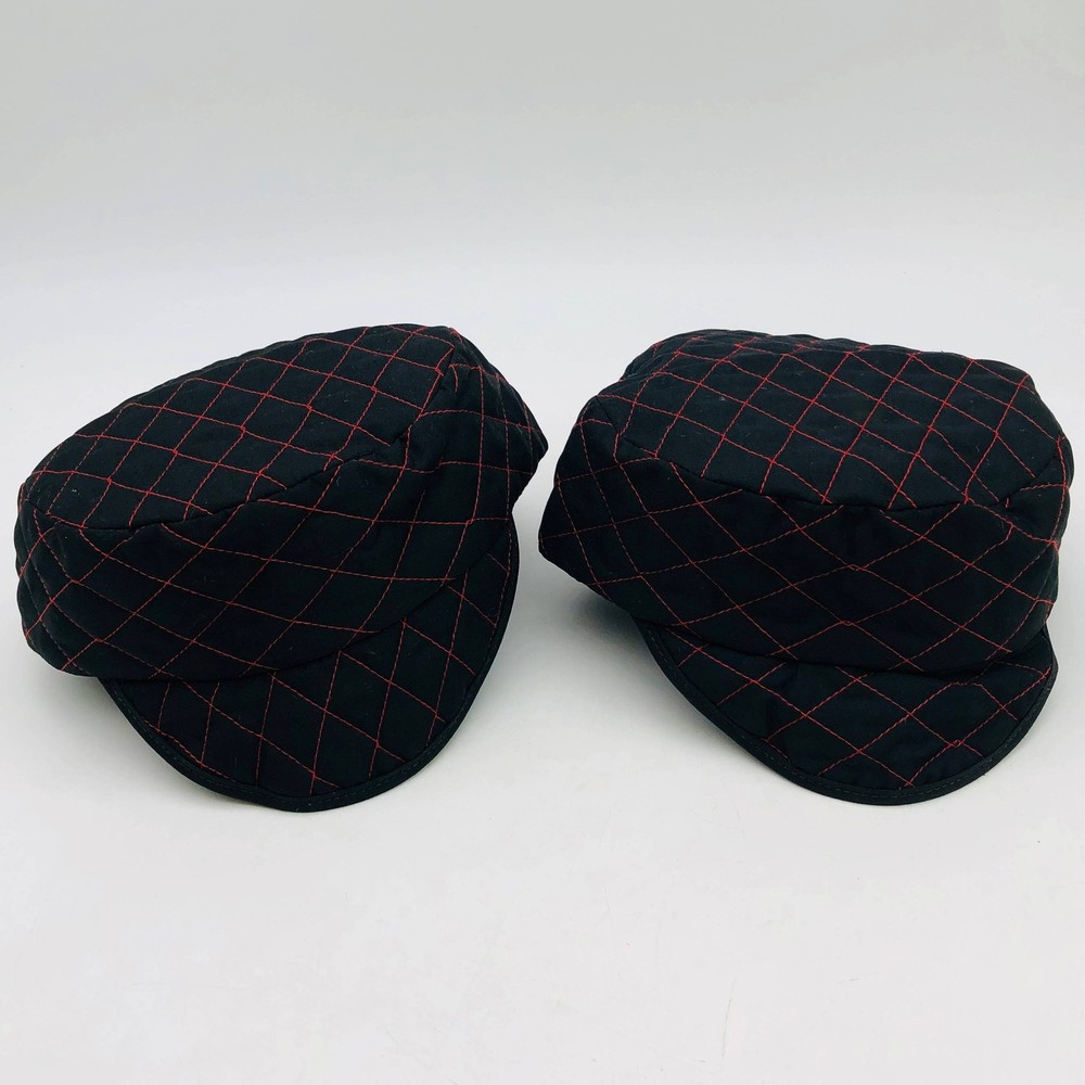 Guard Line 490714 Welders Skull Cap Quilted Black Red Cross Stitching 7in 2pk