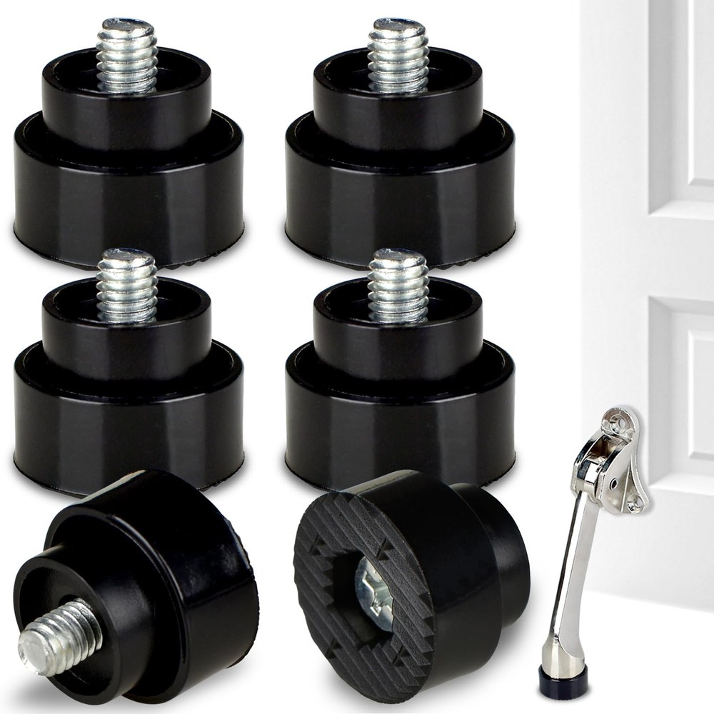 6 Pcs Door Stopper Rubber Tips Replacement Black