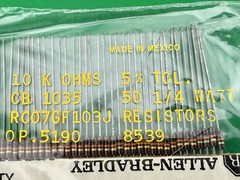 10,000 Ohm 10K 1/4 Watt 5% Allen-Bradley Carbon Comp Resistors NOS (50 Pieces)