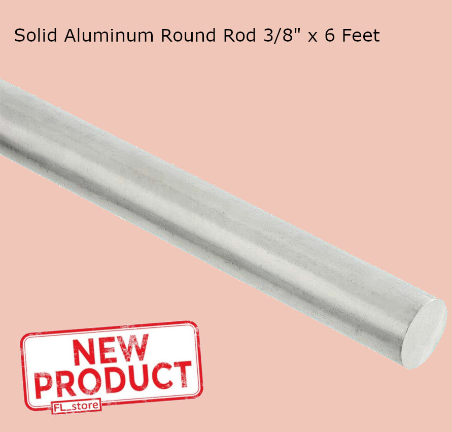 Solid Aluminum Round Rod 3/8″ x 6 Ft Bar Stock Alloy 6061 Unpolished Finish NEW