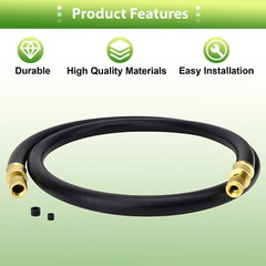 Refrigerant Hose, Black, 6′, 1/2″ Diameter, Connects 3/8″ to 1/4″ Fitting