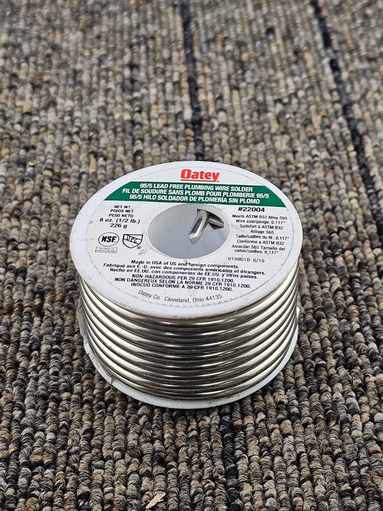 OATEY 22004: 95/5 Lead-Free Plumbing Wire Solder – 95% Tin / 5% Antimony Alloy