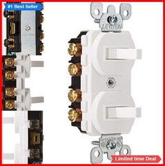 15 Amp 120 277 Volt Duplex 3-Way AC Toggle Switch White Side Wire